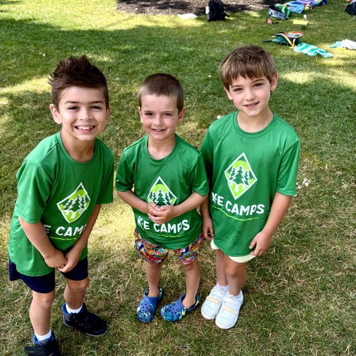 Three campers in KE Camps shirts
